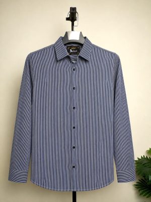 Black White Pinstripe Full Sleeve Shirt