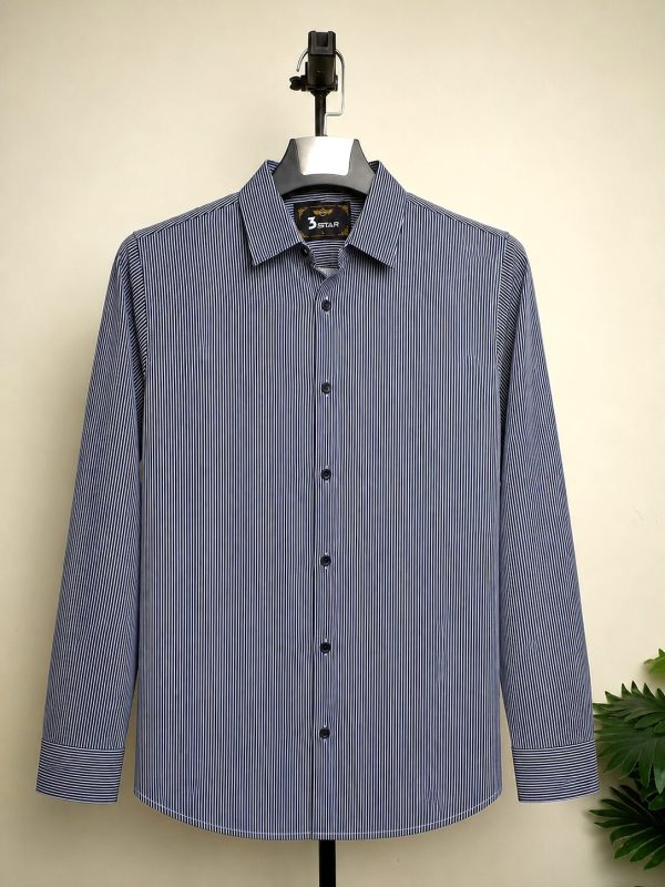 Black White Pinstripe Full Sleeve Shirt