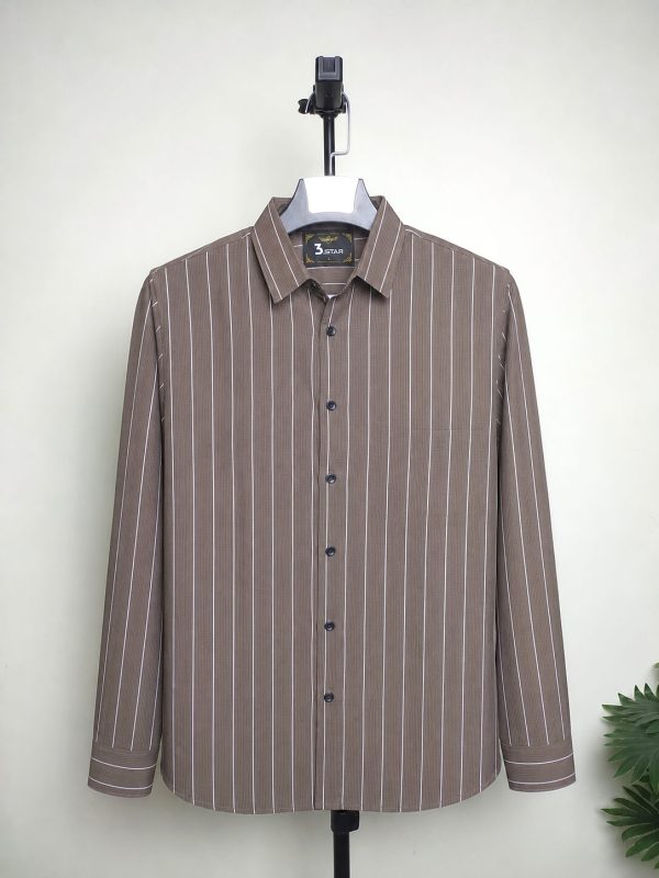 Chocolate Brown Stripe Full Sleeve Shirt